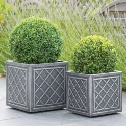 Lead Effect Square Planter Pewter - 38cm