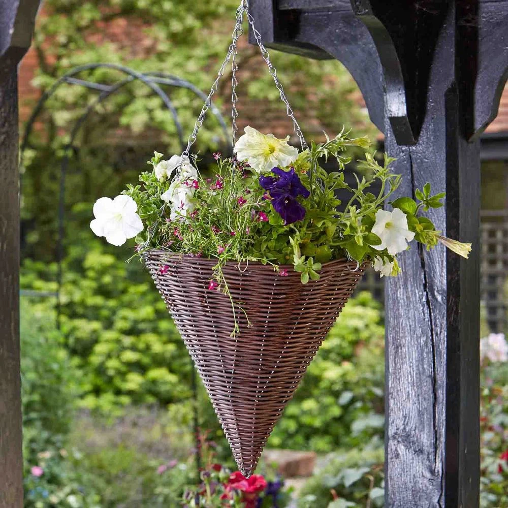 Chestnut Faux Rattan Hanging Cone 14 Inches 1 Chestnut Faux Rattan Hanging Cone 14 Inches