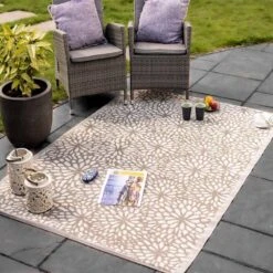 Bloom Mocha Alfresco Mat - 150cm X 210cm