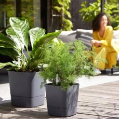 Elho Greensense Aqua Care Planter - Charcoal Grey 30cm